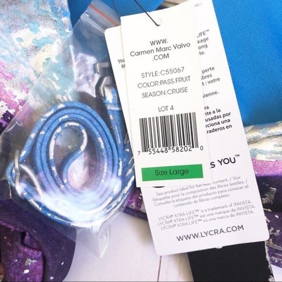 Carmen Marc Valvo Bandeau‎ Bikini Top Passion Fruit Large NWT - Picture 6 of 9